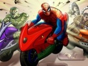 spiderman cu motociclete de curse